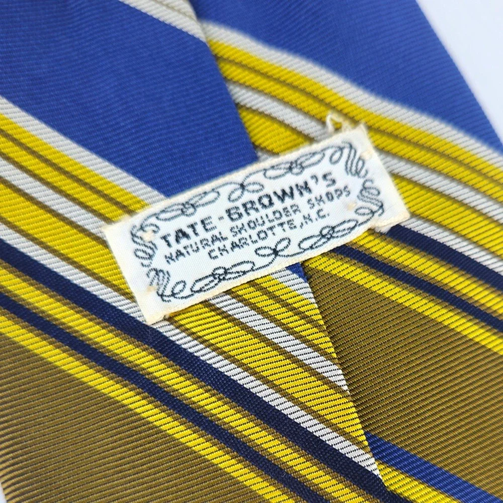 Vintage 1970s MCM Tate Browns Mens Striped Blue Gold 4